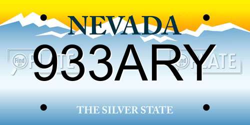933ARY Nevada License Plate