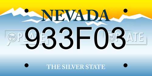 933F03 Nevada License Plate
