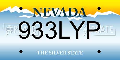 933LYP Nevada License Plate