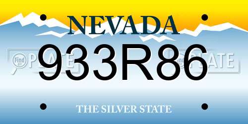 933R86 Nevada License Plate