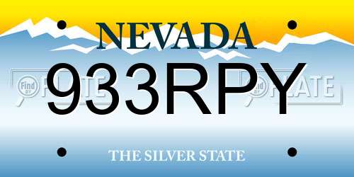 933RPY Nevada License Plate