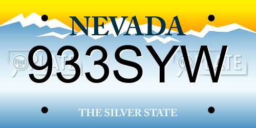 933SYW Nevada License Plate