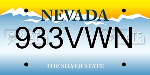933VWN Nevada License Plate