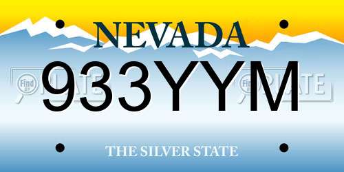 933YYM Nevada License Plate