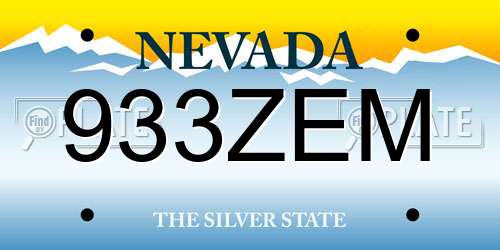 933ZEM Nevada License Plate