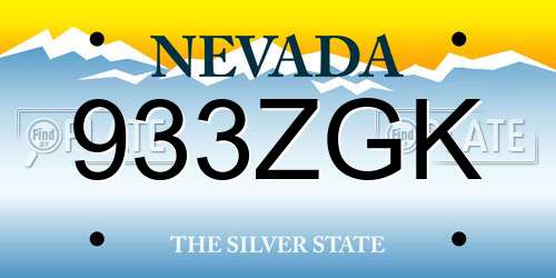 933ZGK Nevada License Plate