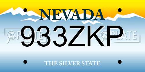 933ZKP Nevada License Plate