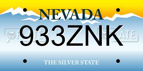 933ZNK Nevada License Plate