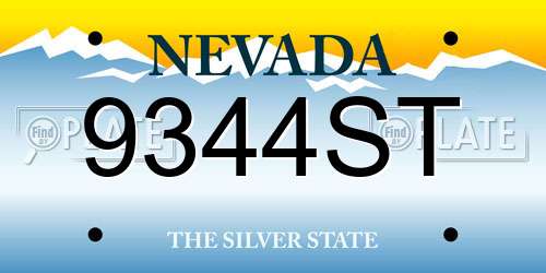 9344ST Nevada License Plate