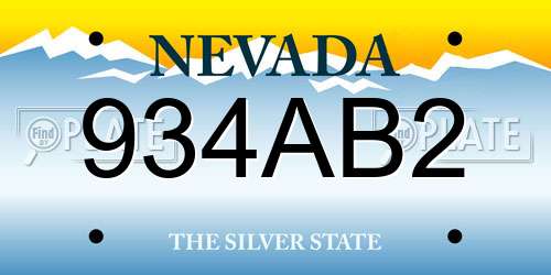 934AB2 Nevada License Plate