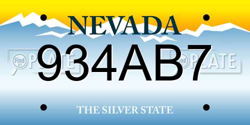 934AB7 Nevada License Plate
