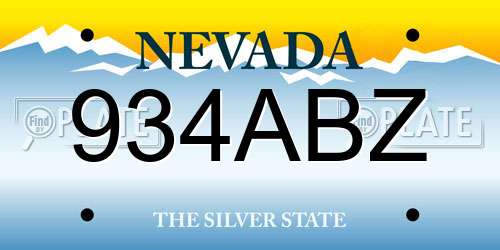 934ABZ Nevada License Plate