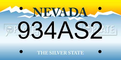 934AS2 Nevada License Plate