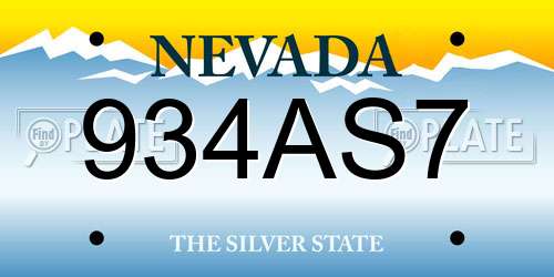 934AS7 Nevada License Plate