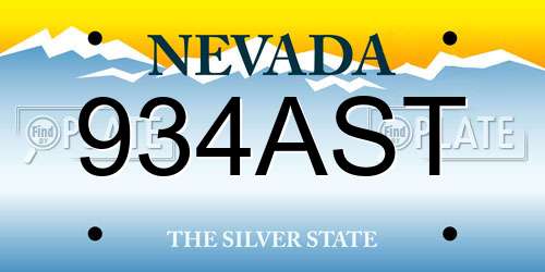 934AST Nevada License Plate