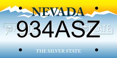 934ASZ Nevada License Plate