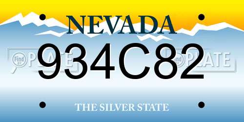 934C82 Nevada License Plate