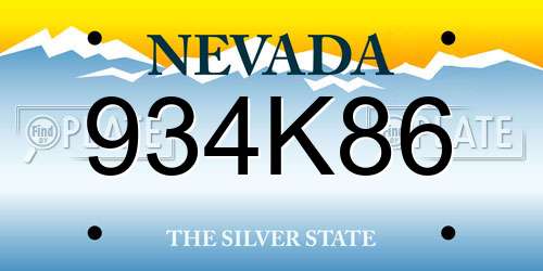 934K86 Nevada License Plate