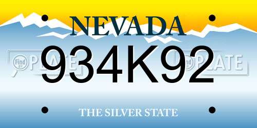 934K92 Nevada License Plate