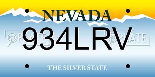 934LRV Nevada License Plate
