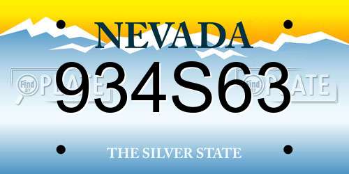 934S63 Nevada License Plate
