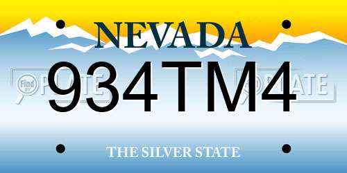 934TM4 Nevada License Plate