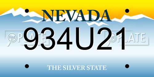 934U21 Nevada License Plate