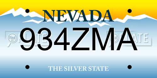 934ZMA Nevada License Plate