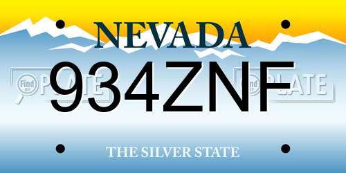 934ZNF Nevada License Plate