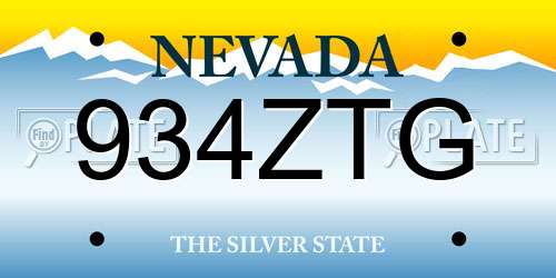 934ZTG Nevada License Plate
