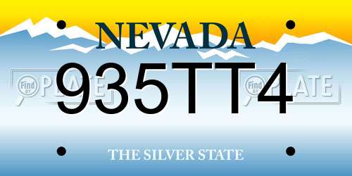 935TT4 Nevada License Plate