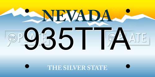 935TTA Nevada License Plate