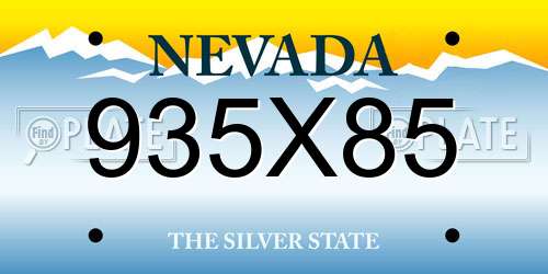 935X85 Nevada License Plate
