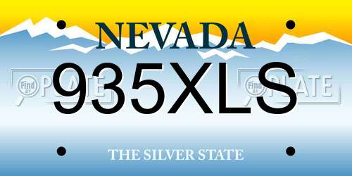 935XLS Nevada License Plate