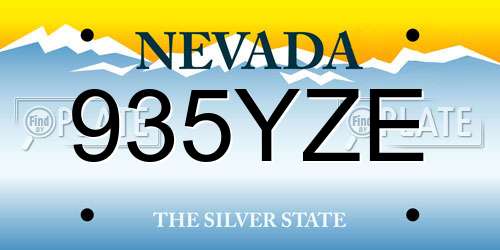 935YZE Nevada License Plate