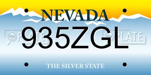 935ZGL Nevada License Plate