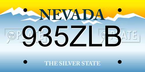 935ZLB Nevada License Plate