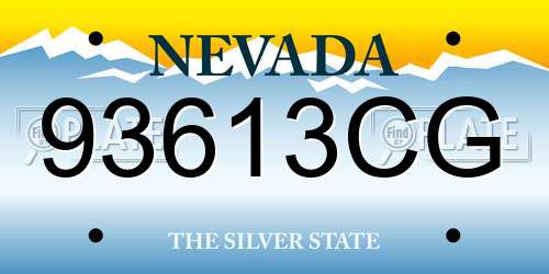 93613CG Nevada License Plate