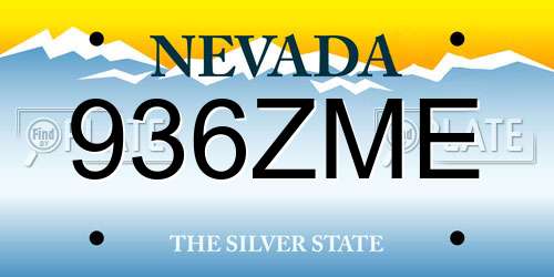 936ZME Nevada License Plate