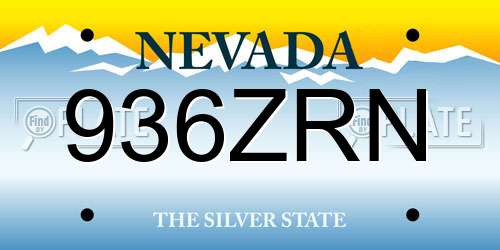 936ZRN Nevada License Plate