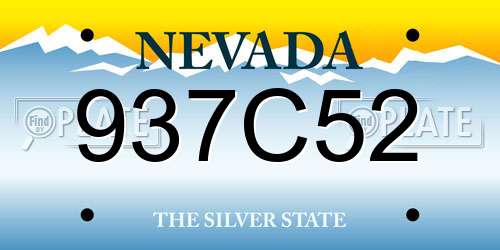 937C52 Nevada License Plate