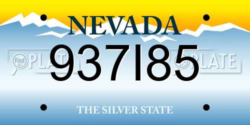 937I85 Nevada License Plate