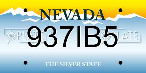 937IB5 Nevada License Plate