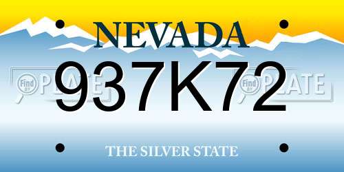 937K72 Nevada License Plate