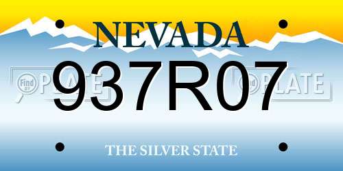 937R07 Nevada License Plate
