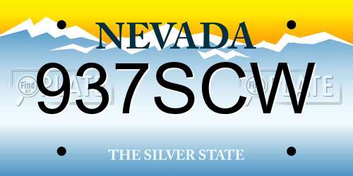 937SCW Nevada License Plate