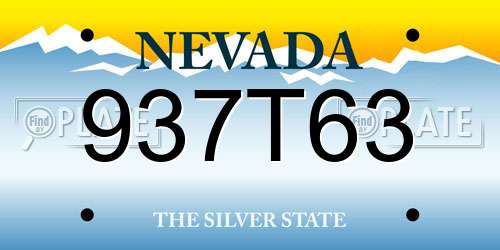937T63 Nevada License Plate