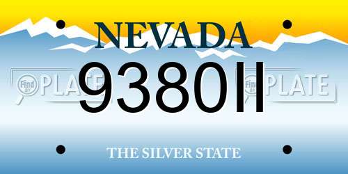 9380II Nevada License Plate