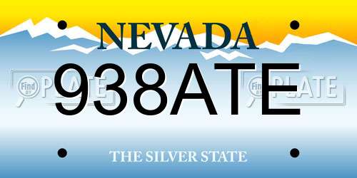 938ATE Nevada License Plate