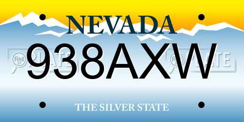 938AXW Nevada License Plate